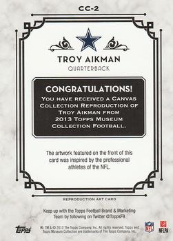 2013 Topps Museum Collection - Canvas Collection #CC-2 Troy Aikman Back