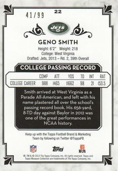 2013 Topps Museum Collection - Sapphire #22 Geno Smith Back