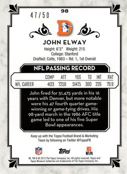 2013 Topps Museum Collection - Ruby #98 John Elway Back