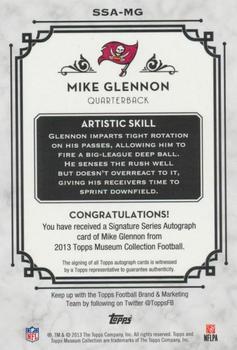 2013 Topps Museum Collection - Signature Series Autographs Copper #SSA-MG Mike Glennon Back