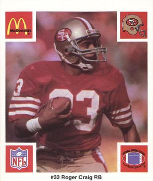 1986 McDonald's San Francisco 49ers #NNO Roger Craig Front