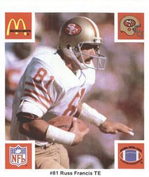 1986 McDonald's San Francisco 49ers #NNO Russ Francis Front