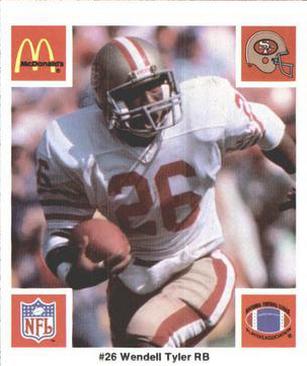 1986 McDonald's San Francisco 49ers #NNO Wendell Tyler Front