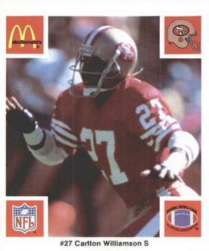 1986 McDonald's San Francisco 49ers #NNO Carlton Williamson Front