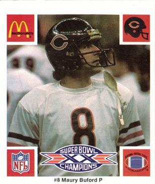 1986 McDonald's Chicago Bears #NNO Maury Buford Front