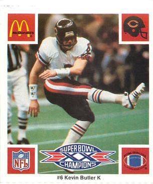 1986 McDonald's Chicago Bears #NNO Kevin Butler Front