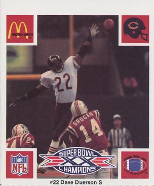 1986 McDonald's Chicago Bears #NNO Dave Duerson Front