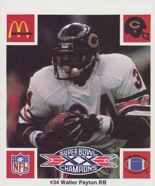 1986 McDonald's Chicago Bears #NNO Walter Payton Front