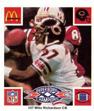 1986 McDonald's Chicago Bears #NNO Mike Richardson Front