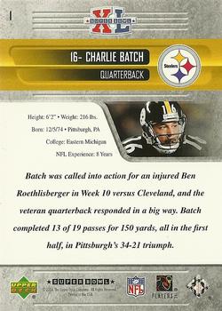 2006 Upper Deck Pittsburgh Steelers Super Bowl Champions #1 Charlie Batch Back