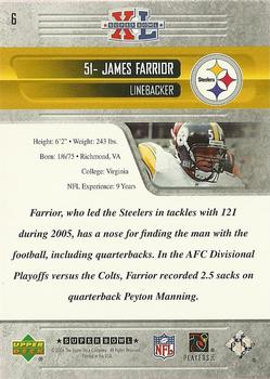 2006 Upper Deck Pittsburgh Steelers Super Bowl Champions #6 James Farrior Back