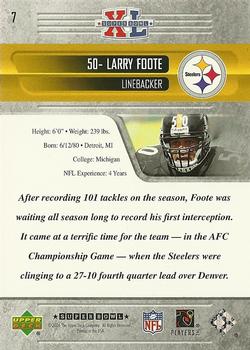 2006 Upper Deck Pittsburgh Steelers Super Bowl Champions #7 Larry Foote Back