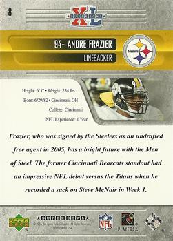 2006 Upper Deck Pittsburgh Steelers Super Bowl Champions #8 Andre Frazier Back