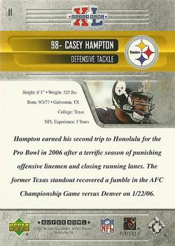 2006 Upper Deck Pittsburgh Steelers Super Bowl Champions #11 Casey Hampton Back