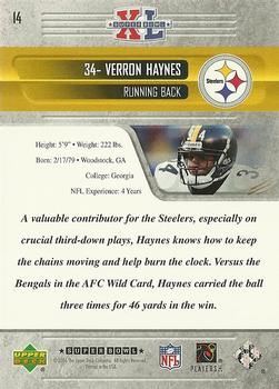2006 Upper Deck Pittsburgh Steelers Super Bowl Champions #14 Verron Haynes Back