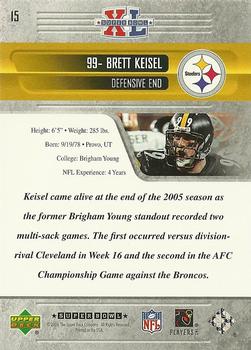 2006 Upper Deck Pittsburgh Steelers Super Bowl Champions #15 Brett Keisel Back