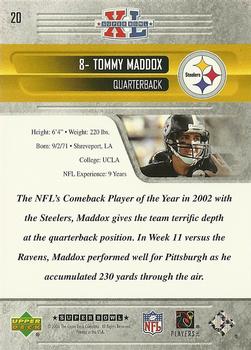 2006 Upper Deck Pittsburgh Steelers Super Bowl Champions #20 Tommy Maddox Back