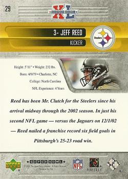 2006 Upper Deck Pittsburgh Steelers Super Bowl Champions #29 Jeff Reed Back