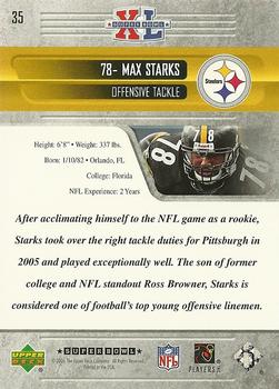 2006 Upper Deck Pittsburgh Steelers Super Bowl Champions #35 Max Starks Back