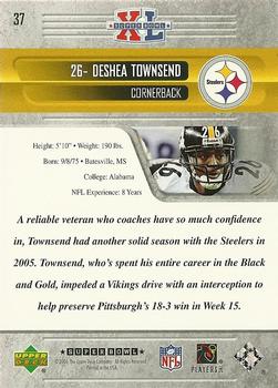 2006 Upper Deck Pittsburgh Steelers Super Bowl Champions #37 Deshea Townsend Back