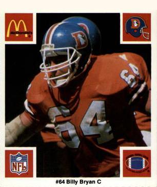 1986 McDonald's Denver Broncos #NNO Bill Bryan Front