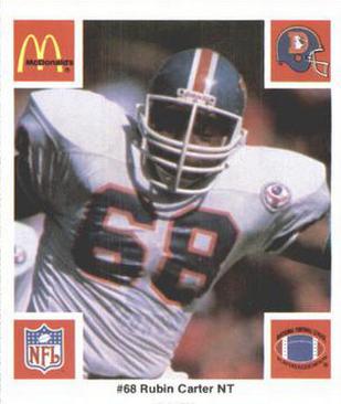 1986 McDonald's Denver Broncos #NNO Rubin Carter Front