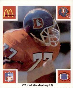 1986 McDonald's Denver Broncos #NNO Karl Mecklenburg Front