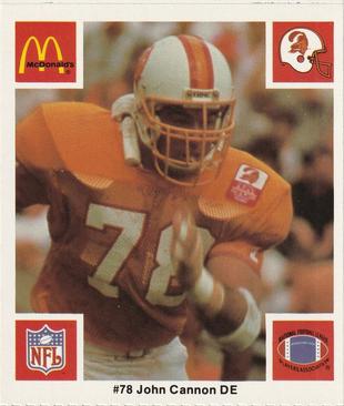 1986 McDonald's Tampa Bay Buccaneers #NNO John Cannon Front
