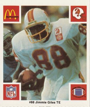1986 McDonald's Tampa Bay Buccaneers #NNO Jimmie Giles Front