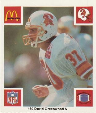 1986 McDonald's Tampa Bay Buccaneers #NNO David Greenwood Front