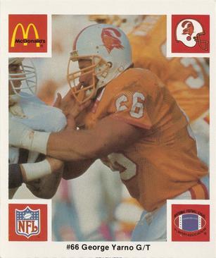 1986 McDonald's Tampa Bay Buccaneers #NNO George Yarno Front