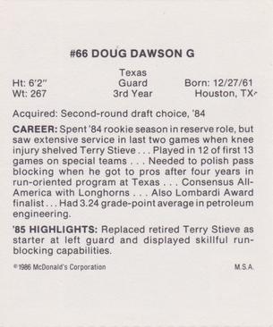 1986 McDonald's St. Louis Cardinals #NNO Doug Dawson Back