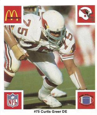 1986 McDonald's St. Louis Cardinals #NNO Curtis Greer Front