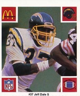 1986 McDonald's San Diego Chargers #NNO Jeffery Dale Front