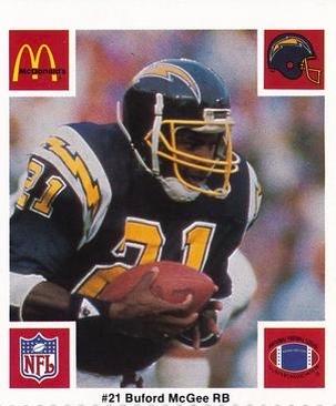 1986 McDonald's San Diego Chargers #NNO Buford McGee Front