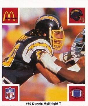 1986 McDonald's San Diego Chargers #NNO Dennis McKnight Front