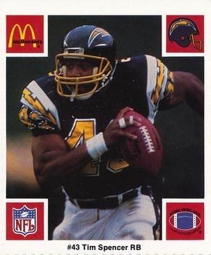1986 McDonald's San Diego Chargers #NNO Tim Spencer Front