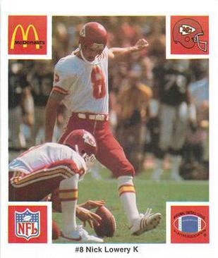 1986 McDonald's Kansas City Chiefs #NNO Nick Lowery Front