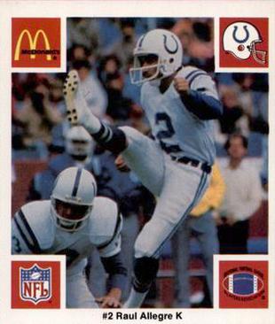 1986 McDonald's Indianapolis Colts #NNO Raul Allegre Front
