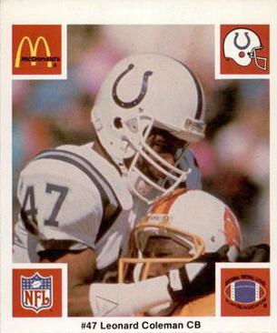 1986 McDonald's Indianapolis Colts #NNO Leonard Coleman Front