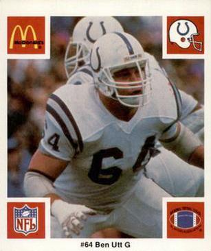 1986 McDonald's Indianapolis Colts #NNO Ben Utt Front