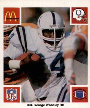 1986 McDonald's Indianapolis Colts #NNO George Wonsley Front