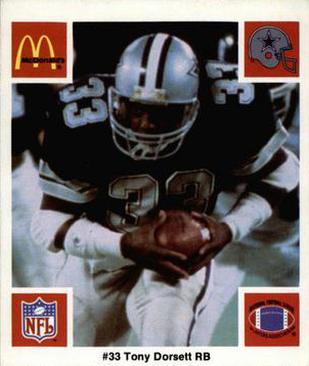 1986 McDonald's Dallas Cowboys #NNO Tony Dorsett Front