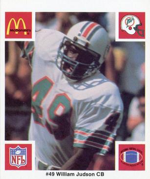 1986 McDonald's Miami Dolphins #NNO William Judson Front