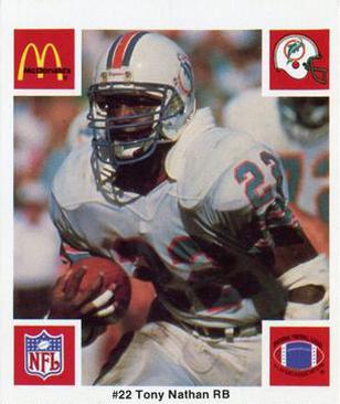 1986 McDonald's Miami Dolphins #NNO Tony Nathan Front