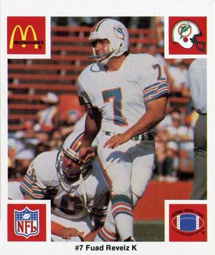 1986 McDonald's Miami Dolphins #NNO Fuad Reveiz Front