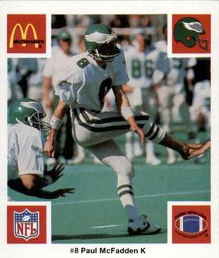 1986 McDonald's Philadelphia Eagles #NNO Paul McFadden Front