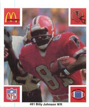 1986 McDonald's Atlanta Falcons #NNO Billy Johnson Front