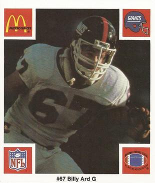 1986 McDonald's New York Giants #NNO Billy Ard Front