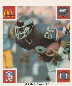 1986 McDonald's New York Giants #NNO Mark Bavaro Front